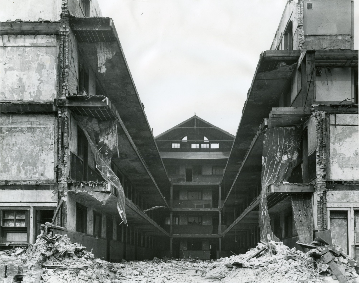 The Mecca Apartments during demolition