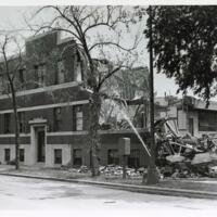 Demolition of the Armour Research Foundation building at 55 East 33rd Street, Illinois Institute of Technology, Chicago, Illinois, 1975