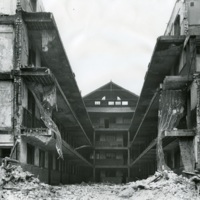 The Mecca Apartments during demolition